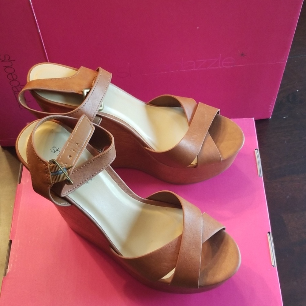 Brown wedge sandals